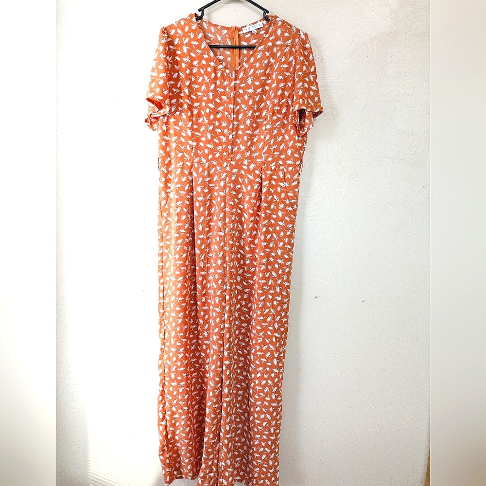 GUC XL Ivy City Co Orange Floral Jumpsuit